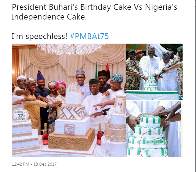President Buhari's Birthday Cake Vs Nigeria's Independence Cake. Nigerians React (Pics)