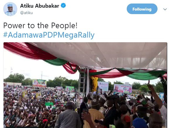 See The Mammoth Crowd That Welcomed Atiku's Today In Adamawa (Video)