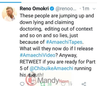 Reno Omokri Set To Release Amaechi Tape Part 5 Where He Was 'Running His Mouth'