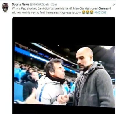 Chelsea Coach Refuses To Shake Man City's Guardiola After Embarrassing 6-0 Loss