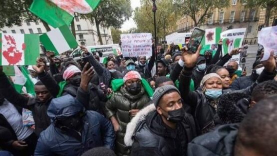 Hundreds Gather In UK To Send Buhari Back To Nigeria (Photos)