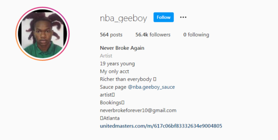 NBA Gee Boy Instagram Page