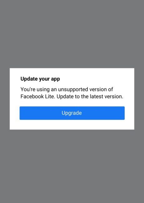 update your app Facebook lite 