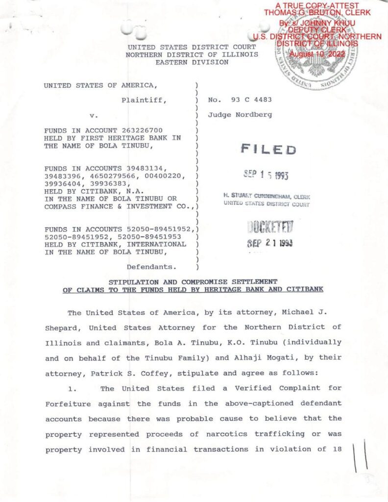 Documents For Tinubu’s Drug Dealing, Money Laundering Case In Chicago Goes Viral 37 20221108 230000