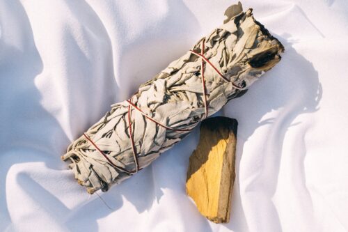 20 Powerful Herbs for Financial Prosperity: How to Use Herbs to Attract Money 17 smudging tools in a white textile