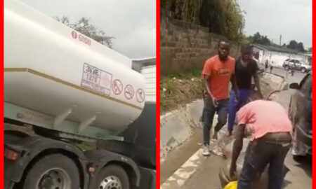 Tanker Truck Driver Caught On Viral Video In Zambia Stealing Then Selling Fuel