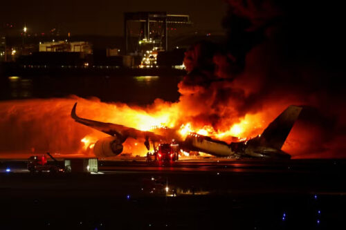 Aircraft Carrying 379 Passengers Catches Fire After Collision At Tokyo Airport, Japan
